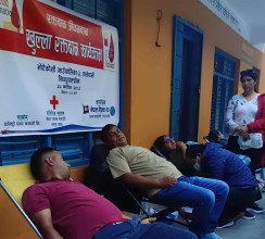नेपाल शिक्षक संघ जिल्ला कार्यसमितिद्वारा आयोजित कार्यक्रममा ४६ जनाले गरे रक्तदान