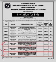 मेलम्ची खानेपानीको मुहान क्षेत्र जाने सडक स्तरोन्नति गर्न टेण्डर आह्वान