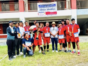 पाँचपोखरी थाङपाल गाउँपालिका वडास्तरीय भलिबल प्रतियोगिताको उपाधी  थाङपालधापलाई