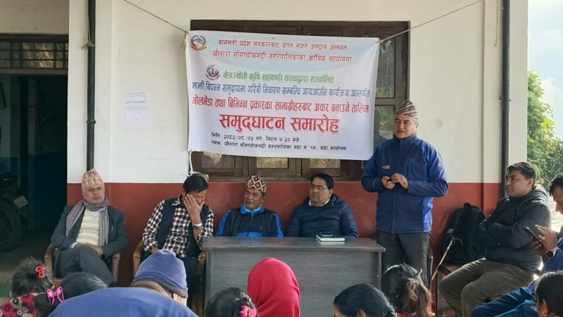 चौतारा साँगाचोकगढी नगरपालिका–१४, डडुवामा गोलभेडा सहितका अचार उत्पादन तालिम संचालन